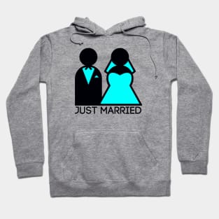 Just Married Newlyweds in Cyan Hoodie